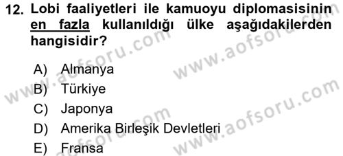 Diplomasi Tarihi Dersi 2017 - 2018 Yılı 3 Ders Sınav Soruları 12. Soru