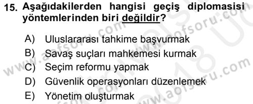 Diplomasi Tarihi Dersi 2017 - 2018 Yılı 3 Ders Sınav Soruları 15. Soru