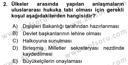 Diplomasi Tarihi Dersi 2017 - 2018 Yılı 3 Ders Sınav Soruları 2. Soru