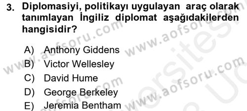 Diplomasi Tarihi Dersi 2017 - 2018 Yılı 3 Ders Sınav Soruları 3. Soru