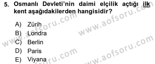 Diplomasi Tarihi Dersi 2017 - 2018 Yılı 3 Ders Sınav Soruları 5. Soru