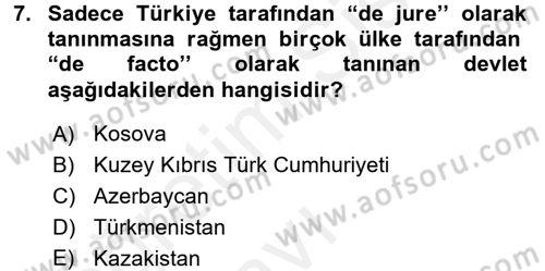 Diplomasi Tarihi Dersi 2017 - 2018 Yılı 3 Ders Sınav Soruları 7. Soru