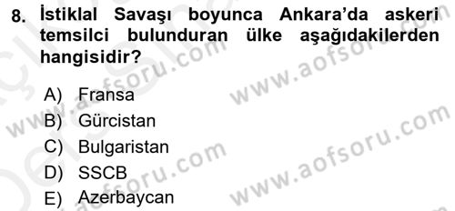 Diplomasi Tarihi Dersi 2017 - 2018 Yılı 3 Ders Sınav Soruları 8. Soru