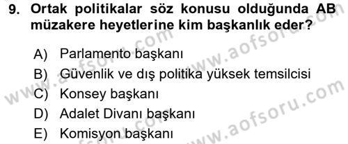 Diplomasi Tarihi Dersi 2017 - 2018 Yılı 3 Ders Sınav Soruları 9. Soru