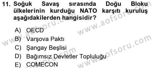 Diplomasi Tarihi Dersi Ara Sınavı Deneme Sınav Soruları 11. Soru