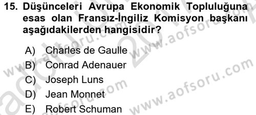 Diplomasi Tarihi Dersi 2017 - 2018 Yılı (Vize) Ara Sınav Soruları 15. Soru