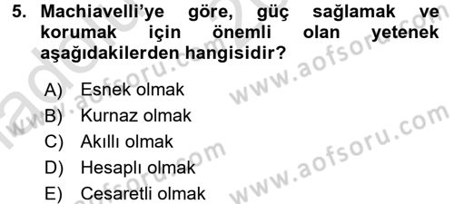 Diplomasi Tarihi Dersi 2017 - 2018 Yılı (Vize) Ara Sınav Soruları 5. Soru