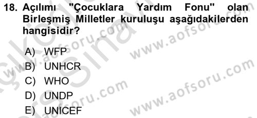 Diplomasi Tarihi Dersi 2018 - 2019 Yılı 3 Ders Sınav Soruları 18. Soru