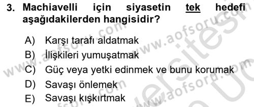 Diplomasi Tarihi Dersi 2018 - 2019 Yılı 3 Ders Sınav Soruları 3. Soru