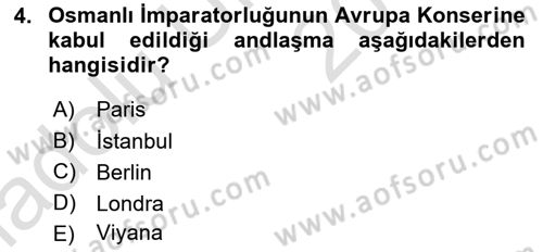 Diplomasi Tarihi Dersi 2018 - 2019 Yılı 3 Ders Sınav Soruları 4. Soru