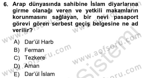 Diplomasi Tarihi Dersi 2018 - 2019 Yılı 3 Ders Sınav Soruları 6. Soru