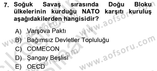 Diplomasi Tarihi Dersi 2018 - 2019 Yılı 3 Ders Sınav Soruları 7. Soru