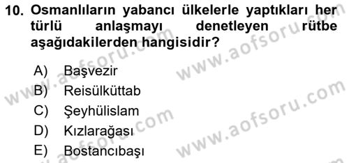 Diplomasi Tarihi Dersi 2018 - 2019 Yılı Yaz Okulu Sınav Soruları 10. Soru