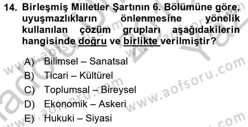 Diplomasi Tarihi Dersi 2018 - 2019 Yılı Yaz Okulu Sınav Soruları 14. Soru