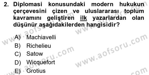 Diplomasi Tarihi Dersi 2018 - 2019 Yılı Yaz Okulu Sınav Soruları 2. Soru