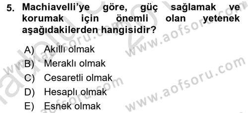Diplomasi Tarihi Dersi Ara Sınavı Deneme Sınav Soruları 5. Soru