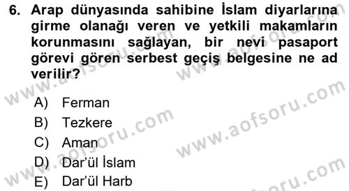 Diplomasi Tarihi Dersi Ara Sınavı Deneme Sınav Soruları 6. Soru