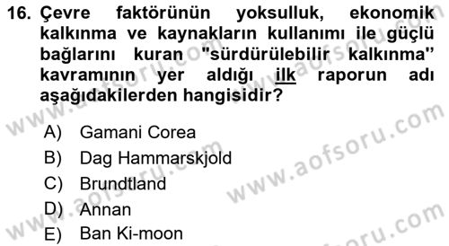 Diplomasi Tarihi Dersi 2019 - 2020 Yılı (Final) Dönem Sonu Sınav Soruları 16. Soru