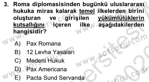 Diplomasi Tarihi Dersi 2019 - 2020 Yılı (Final) Dönem Sonu Sınav Soruları 3. Soru