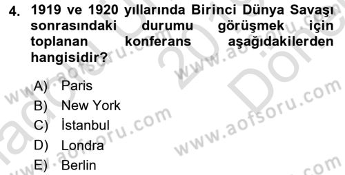 Diplomasi Tarihi Dersi 2019 - 2020 Yılı (Final) Dönem Sonu Sınav Soruları 4. Soru