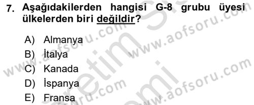 Diplomasi Tarihi Dersi 2019 - 2020 Yılı (Final) Dönem Sonu Sınav Soruları 7. Soru