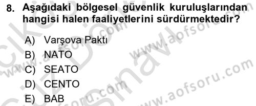 Diplomasi Tarihi Dersi 2019 - 2020 Yılı (Final) Dönem Sonu Sınav Soruları 8. Soru