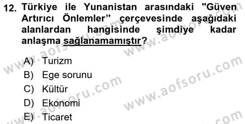 Diplomasi Tarihi Dersi 2020 - 2021 Yılı Yaz Okulu Sınav Soruları 12. Soru