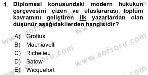 Diplomasi Tarihi Dersi Ara Sınavı Deneme Sınav Soruları 1. Soru