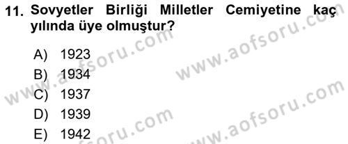 Diplomasi Tarihi Dersi 2021 - 2022 Yılı (Vize) Ara Sınav Soruları 11. Soru