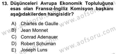 Diplomasi Tarihi Dersi Ara Sınavı Deneme Sınav Soruları 13. Soru