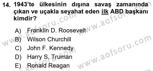 Diplomasi Tarihi Dersi 2021 - 2022 Yılı (Vize) Ara Sınav Soruları 14. Soru