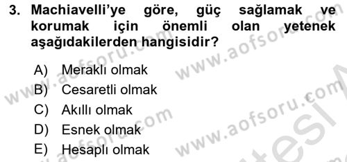 Diplomasi Tarihi Dersi 2021 - 2022 Yılı (Vize) Ara Sınav Soruları 3. Soru