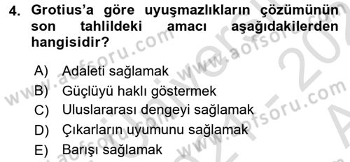 Diplomasi Tarihi Dersi 2021 - 2022 Yılı (Vize) Ara Sınav Soruları 4. Soru