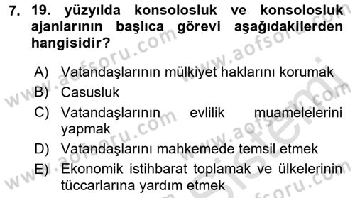 Diplomasi Tarihi Dersi Ara Sınavı Deneme Sınav Soruları 7. Soru