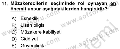 Diplomasi Tarihi Dersi 2021 - 2022 Yılı (Final) Dönem Sonu Sınav Soruları 11. Soru