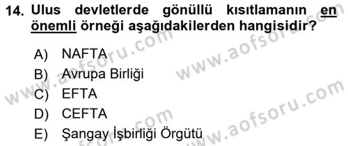 Diplomasi Tarihi Dersi 2021 - 2022 Yılı (Final) Dönem Sonu Sınav Soruları 14. Soru