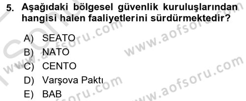Diplomasi Tarihi Dersi 2021 - 2022 Yılı (Final) Dönem Sonu Sınav Soruları 5. Soru