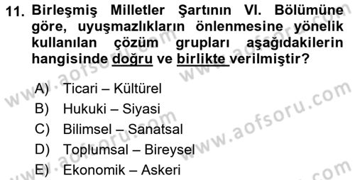 Diplomasi Tarihi Dersi 2021 - 2022 Yılı Yaz Okulu Sınavı 11. Soru