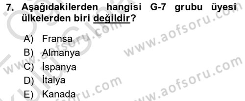 Diplomasi Tarihi Dersi 2021 - 2022 Yılı Yaz Okulu Sınavı 7. Soru