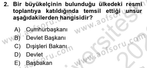 Diplomasi Tarihi Dersi 2022 - 2023 Yılı (Vize) Ara Sınav Soruları 2. Soru