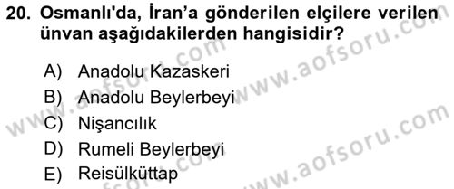Diplomasi Tarihi Dersi 2022 - 2023 Yılı (Vize) Ara Sınav Soruları 20. Soru
