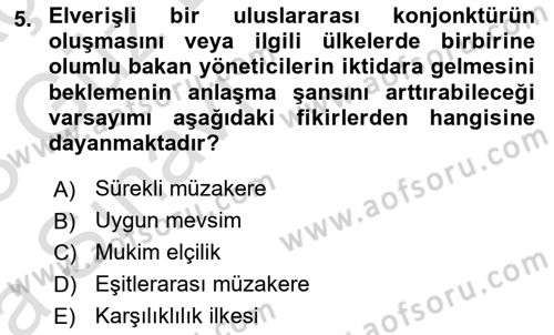 Diplomasi Tarihi Dersi Ara Sınavı Deneme Sınav Soruları 5. Soru