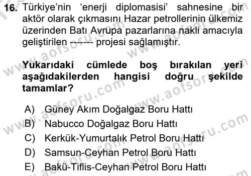 Diplomasi Tarihi Dersi 2022 - 2023 Yılı (Final) Dönem Sonu Sınav Soruları 16. Soru