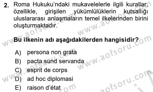 Diplomasi Tarihi Dersi Dönem Sonu Sınavı Deneme Sınav Soruları 2. Soru