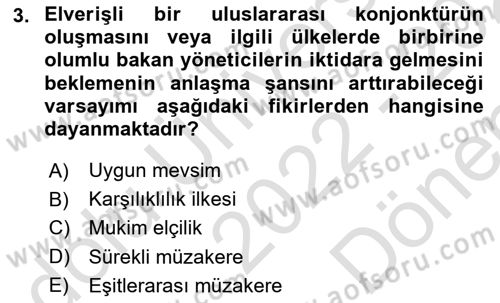 Diplomasi Tarihi Dersi 2022 - 2023 Yılı (Final) Dönem Sonu Sınav Soruları 3. Soru