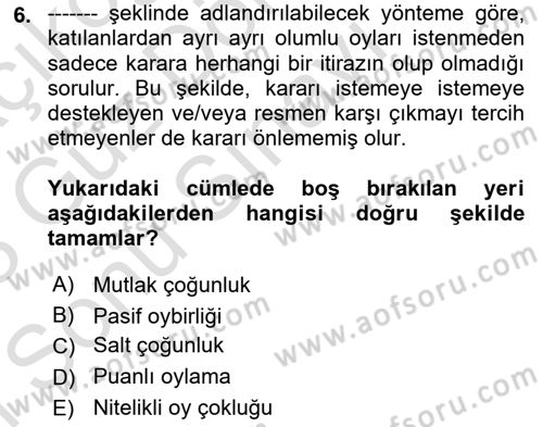 Diplomasi Tarihi Dersi 2022 - 2023 Yılı (Final) Dönem Sonu Sınav Soruları 6. Soru