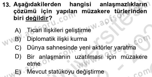 Diplomasi Tarihi Dersi 2022 - 2023 Yılı Yaz Okulu Sınav Soruları 13. Soru
