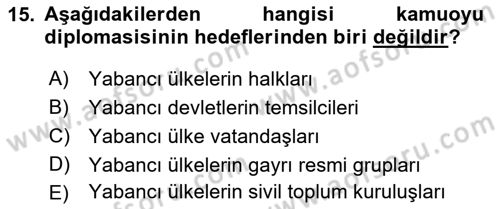 Diplomasi Tarihi Dersi 2022 - 2023 Yılı Yaz Okulu Sınav Soruları 15. Soru