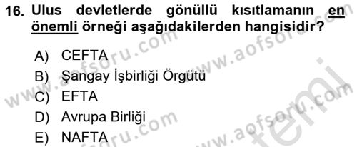Diplomasi Tarihi Dersi 2022 - 2023 Yılı Yaz Okulu Sınav Soruları 16. Soru