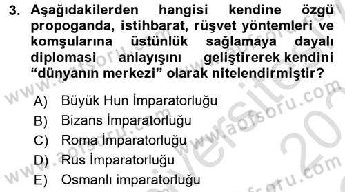 Diplomasi Tarihi Dersi 2022 - 2023 Yılı Yaz Okulu Sınav Soruları 3. Soru